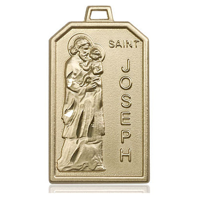 14kt Solid Gold Medium St. Joseph Patron Saint Medal Pendant | 1-1/8" x 5/8" | Handcrafted in USA by Bliss