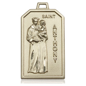 Colgante de Medalla Mediana de San Antonio de Oro Macizo de 14kt | 1 1/8 x 5/8 | Hecho a mano en EE. UU. por Bliss