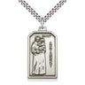 Sterling silver medium St. Anthony patron saint medal necklace 1 1/8 x 5/8 inch 24 inch chain Bliss USA