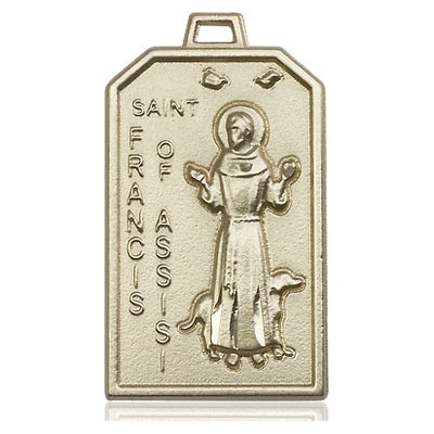 14kt Solid Gold St. Francis Patron Saint Medal Pendant | 1 1/8" x 5/8" | Handcrafted USA by Bliss