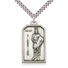 Sterling Silver St. Florian Patron Saint Medal Necklace 1 1/8 x 5/8 inches with 24 inch chain by Bliss Manufacturing