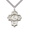 Sterling silver polish 4-way medal necklace with 24 inch chain handcrafted in USA by Bliss Manufacturing