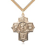 14kt Gold Filled Large Warrior 5-Way Catholic Medal Necklace 1 3/8 inch pendant on 24 inch chain by Bliss