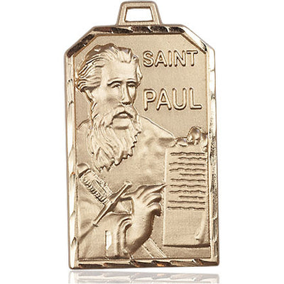 14kt Solid Gold Large St. Paul the Apostle Patron Saint Medal Pendant | 1-1/4x3/4" | Handcrafted in USA by Bliss