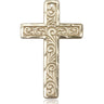 Large 14kt solid gold knurled cross pendant 1 3/4 x 1 inch handcrafted by Bliss Manufacturing USA