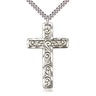 Sterling Silver Large Knurled Cross Necklace 1 3/4 x 1 inches with 24 inch chain by Bliss