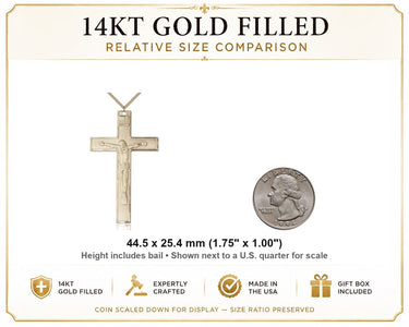 Traditional Crucifix Necklace 14kt Gold Filled – 24″ Chain