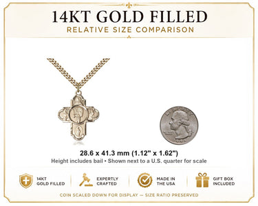 14kt Gold Filled Medium 5-Way Baseball Medal Necklace | 1 1/8 X 1 5/8 | 24" Chain | USA Made by Bliss