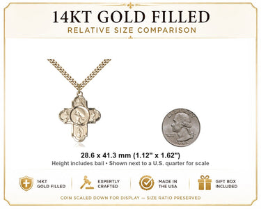 14kt Gold Filled Medium 5-Way Football Medal Necklace | 1 1/8 X 1 5/8 | 24" Chain | USA Made by Bliss