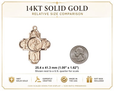 Medalla de tenis de oro macizo de 14kt de 5 vías de 1x1 5/8" | Hecha en EE. UU. por Bliss