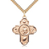 14kt Gold Filled Five-Way Medal Necklace with St. Sebastian - 1 1/8 x 1 inch pendant on 24 inch chain by Bliss