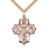 14kt Gold Filled Five-Way Cross Army Medal Necklace 1 1/4 inch large pendant 24 inch chain Bliss USA