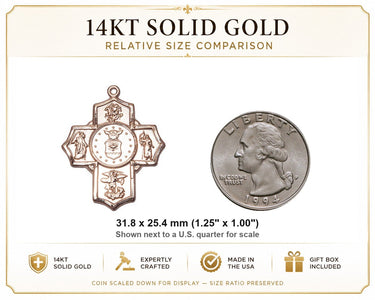 14kt Solid Gold Large Catholic Five-Way Air Force Medal Pendant | 1.25" x 1" | Handcrafted in USA by Bliss