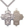 Large sterling silver Five-Way Medal necklace 1 3/8 inch with 24 inch curb chain by Bliss Manufacturing USA