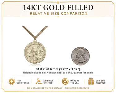 14kt Gold Filled Large St. Kateri Medal Necklace | 1 1/4 x 1 1/8 Pendant | 24" Chain | USA Made by Bliss