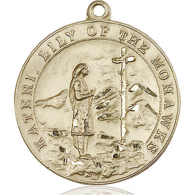 14kt Solid Gold Large St. Kateri Medal Pendant | 1 1/4 x 1 1/8 | Handcrafted in USA by Bliss
