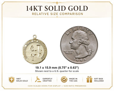 Medalla de Santa Kateri de Oro Macizo de 14kt Mediana Colgante | 1,9 x 1,6 cm | Hecha a mano en EE. UU. por Bliss