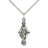 Sterling Silver Miraculous Medal Necklace 7/8 x 3/8 inches with 18 inch curb chain handmade in USA by Bliss Manufacturing
