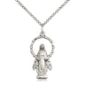 Sterling silver medium Miraculous Medal necklace 7/8 inch pendant 18 inch chain by Bliss Manufacturing