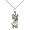 Sterling Silver St. Christopher Medal Necklace 7/8 inch pendant on 18 inch sterling chain, handcrafted by Bliss Manufacturing USA