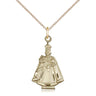 14kt Gold Filled Catholic Infant Figure pendant necklace, 7/8 inch by 1/2 inch with 18 inch chain, handmade by Bliss Manufacturing