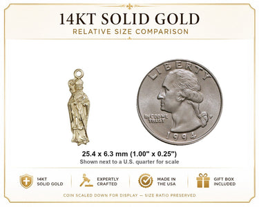 14kt Solid Gold Medium St. Patrick Patron Saint Medal Pendant | 1" x 1/4" | Handcrafted in USA by Bliss