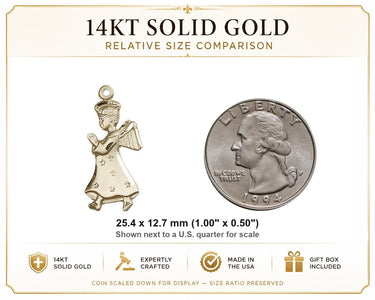 14kt Solid Gold Medium Catholic Angel Medal Pendant | 1x1/2" | Handcrafted in USA by Bliss