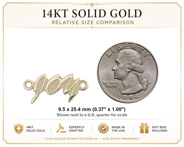 Colgante de Medalla Pequeña "JOY" de Oro Sólido de 14kt | 3/8 x 1 | Jesús Primero, Otros Después, Tú al Final | Hecho en EE. UU. por Bliss