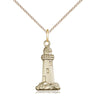 14kt Gold Filled Lighthouse Pendant Necklace 3/4 x 3/8 inch on 18 inch chain by Bliss Manufacturing