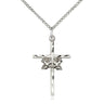 Sterling silver doves cross necklace pendant 1 inch with 18 inch chain handmade by Bliss Manufacturing