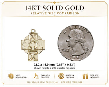 Colgante de medalla RCIA mediana de oro macizo de 14 qt | 2,22 cm x 1,59 cm | Hecho a mano en EE. UU. por Bliss