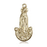 14kt Solid Gold Our Lady of Fatima Medal Pendant 1 x 1/2 inch handcrafted by Bliss