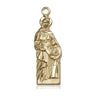 14kt solid gold St. Ann Catholic patron saint medal pendant, 1 inch by 3/8 inch, handcrafted by Bliss