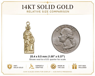 Medalla de Santa Ana mediana de oro macizo de 14 quilates | 2,54 cm x 0,95 cm | Hecho a mano en EE. UU. por Bliss