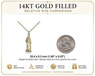 14K Gold Filled St. Anthony Medal Necklace – Large 1″ x 1/4″, 18″ Chain