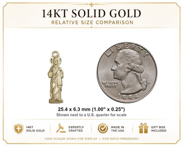 Colgante Medalla Sagrado Corazón Mediano de Oro Macizo de 14kt | 1x1/4" | Hecho a mano en EE. UU. por Bliss