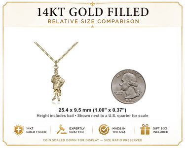14kt Gold Filled Medium St. Florian Patron Saint Medal Necklace | 1" x 3/8" | 18" Chain | USA Made by Bliss