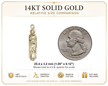 14kt Solid Gold Medium St. Joseph Medal Pendant | 1" x 1/8" | Handcrafted in USA by Bliss