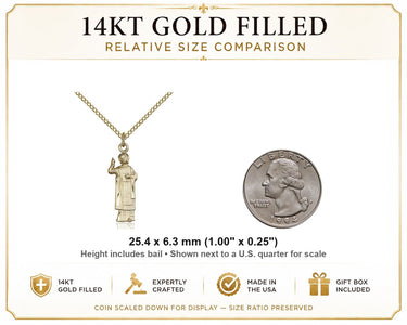 14kt Gold Filled Medium St. Florian Patron Saint Medal Necklace | 1" x 1/4" | 18" Chain | USA Made by Bliss