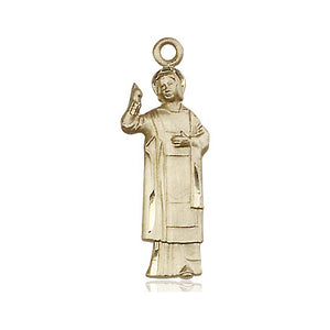 Colgante de Medalla Mediana de Oro Sólido de 14kt de San Florian Patrono | 2.54 cm x 0.63 cm | Hecho a mano en EE. UU. por Bliss