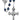 7mm dark blue rosary with sterling silver crucifix and center piece displayed against a white background