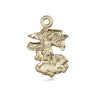 14kt solid gold St. Michael the Archangel medal pendant, medium size 7/8 x 1/2 inches, handcrafted by Bliss Manufacturing