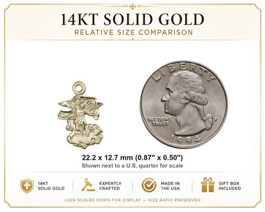 14kt Solid Gold Medium St. Michael the Archangel Medal Pendant | 7/8 x 1/2 | USA Made by Bliss