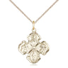 Medium 14kt Gold Filled Catholic 4-Way Medal Necklace 3/4 x 5/8 with 18 inch chain by Bliss Manufacturing
