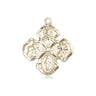 Medium 14kt Solid Gold Catholic 4-Way Medal Pendant 3/4 x 5/8 by Bliss Manufacturing
