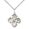 Sterling silver 4-Way Catholic medal necklace featuring Sacred Heart, St. Christopher, Miraculous Medal, and St. Joseph on 18 inch chain by Bliss