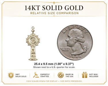 Colgante Medalla Custodia Mediana de Oro Sólido de 14kt | 1 x 3/8 | Hecho en EE. UU. por Bliss