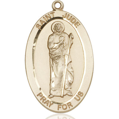 14kt Solid Gold Large St. Jude Patron Saint Medal Pendant | 1 5/8 x 1 inch | Handcrafted in USA by Bliss