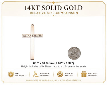 14kt Solid Gold Extra Large Catholic Altar Server Cross Pendant | 2 5/8" x 1 3/8" | Handcrafted in USA by Bliss