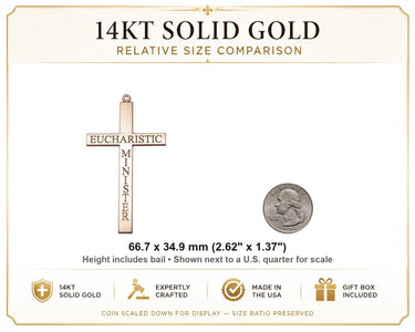 14kt Solid Gold Extra Large Eucharistic Minister Cross Pendant | 2 5/8 x 1 3/8 | Handcrafted in USA by Bliss